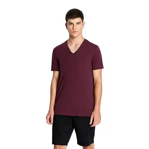 Armani Exchange Mens Short Sleeve Pima Cotton Jersey V-Neck T-Shirt - ARMANI