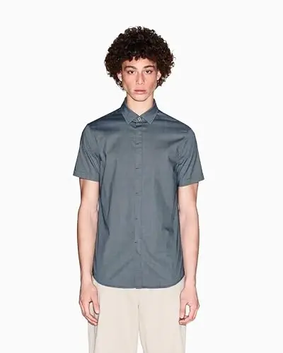 Armani Exchange Mens Short Sleeve Poplin Slim Button Down Shirt - 2