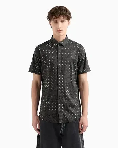 Armani Exchange Mens Short Sleeve Poplin Slim Button Down Shirt - ARMANI EXCHANGE (1)
