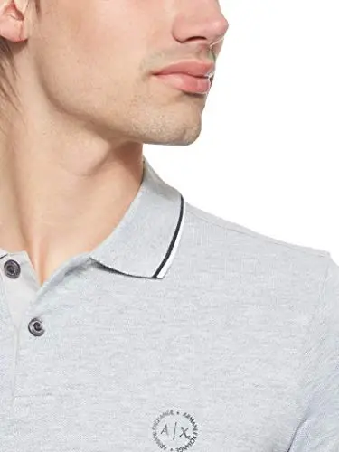 Armani Exchange Mens Slim Fit Cotton Pique Tipped Polo - 4