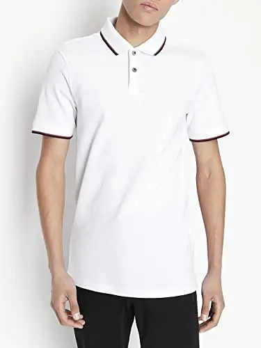 Armani Exchange Mens Slim Fit Cotton Pique Tipped Polo - 6