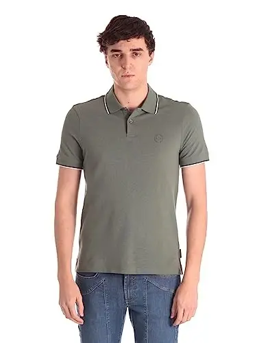Armani Exchange Mens Slim Fit Cotton Pique Tipped Polo - ARMANI