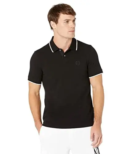 Armani Exchange Mens Slim Fit Cotton Pique Tipped Polo - 1