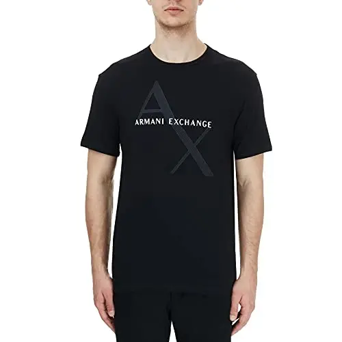 Armani Exchange Мужская футболка с круглым вырезом и логотипом, черная, X-Large - 1