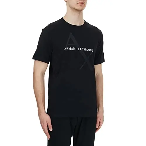 Armani Exchange Мужская футболка с круглым вырезом и логотипом, черная, X-Large - 4