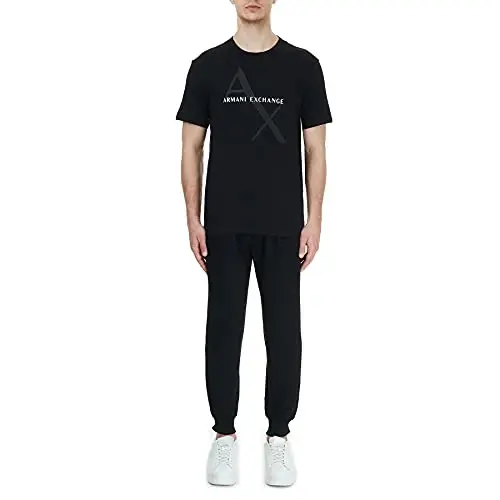 Armani Exchange Мужская футболка с круглым вырезом и логотипом, черная, X-Large - 5