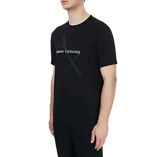 Armani Exchange Мужская футболка с круглым вырезом и логотипом, черная, X-Large - 3