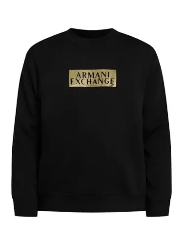 Armani Exchange мужская толстовка Bonded Stretch Gold Logo Center Chest Crewneck Sweatshirt - 5