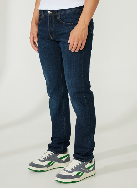 Armani Exchange Oddiy Fit Oddiy Bel Qorong'i Ko'k Erkaklar Denim Jinsi Shimlar 8NZJ13 1500-INDIGO DENIM - 3