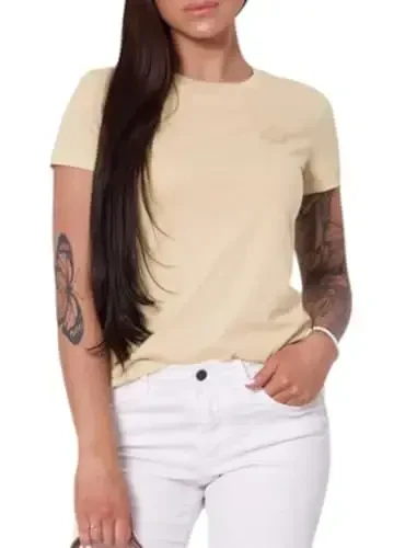 Armani Exchange Womens Crewneck Regular Fit Logo Patch Tee - 1