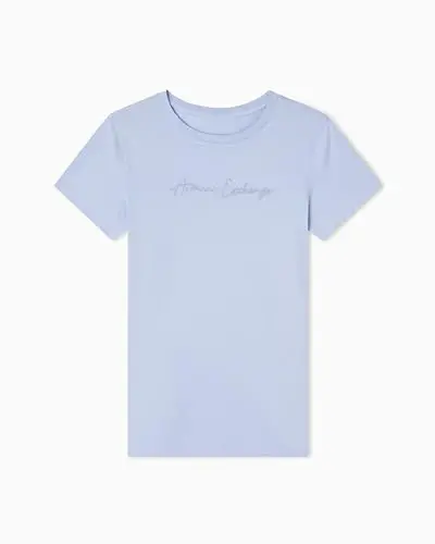 Armani Exchange Womens Regular Fit Monochromatic Signature Logo Tee - ARMANI