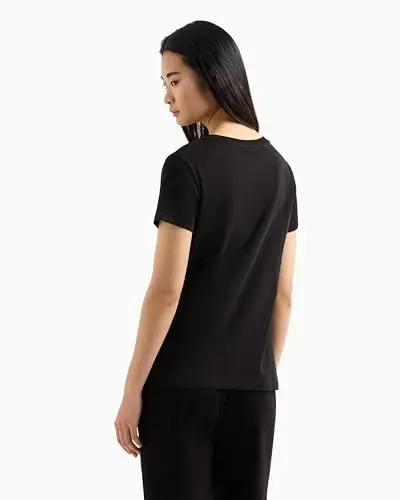 Armani Exchange Womens Regular Fit Monochromatic Signature Logo Tee - 5