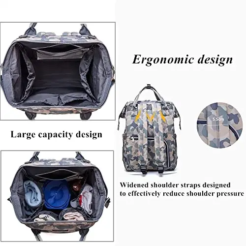 Camo Diaper Bag Backpack Multi-Function Diaper Bag for Baby Care Essentials Waterproof Travel Baby Bag for Mom Dad - 4