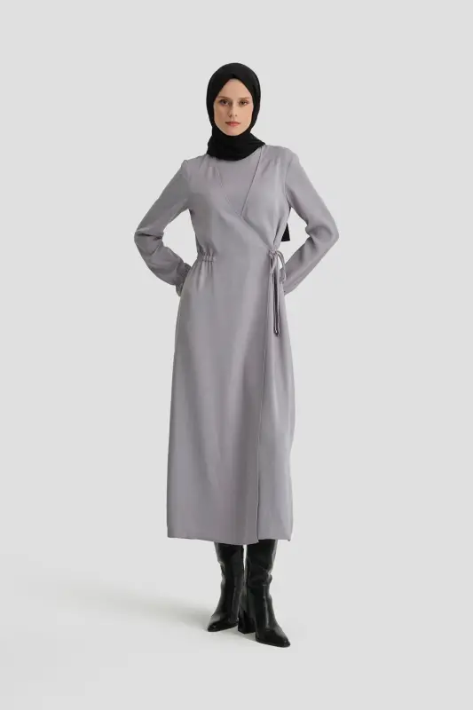 Armine Wrap Dress Ort9230 Gray - ARMINE