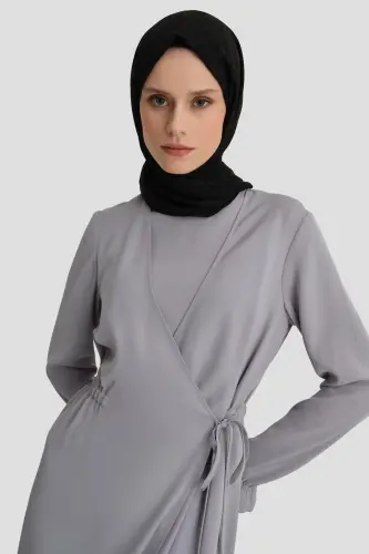 Armine Wrap Dress Ort9230 Gray - 4