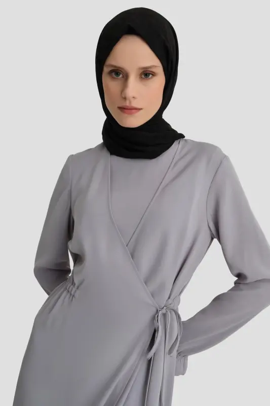 Armine Wrap Dress Ort9230 Gray - 4