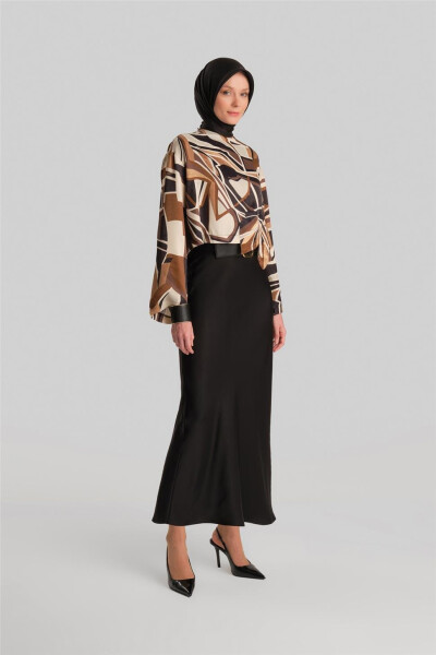 Armine Aplike Çiçekli Bluz 24Y3557 Kahverengi - 3