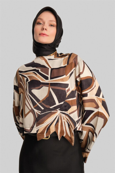 Armine Aplike Çiçekli Bluz 24Y3557 Kahverengi - 4