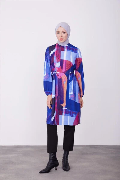 Armine Bel Tunnellari Sozlanadigan Tunika 23K4723 Binafsha-Yashil - 7