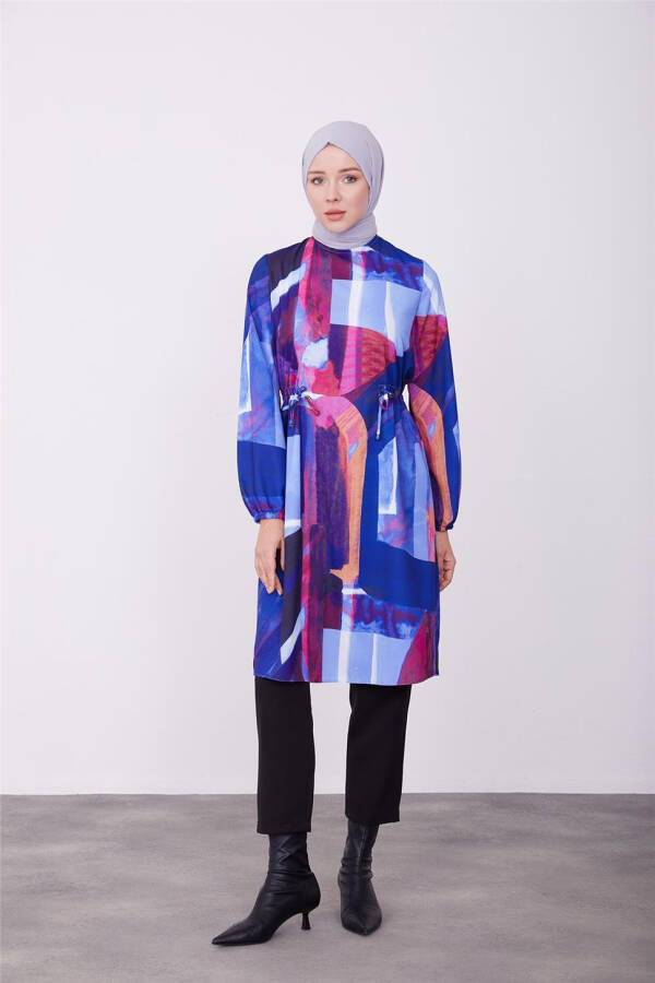 Armine Bel Tunnellari Sozlanadigan Tunika 23K4723 Binafsha-Yashil - 2