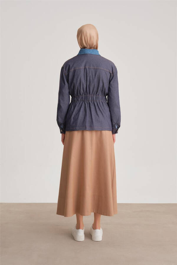 Armine Beli Lastikli Denim Ceket 24Y5408 Lacivert - 12