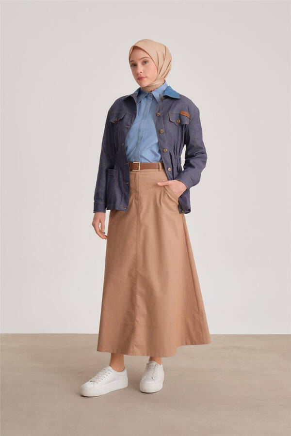 Armine Beli Lastikli Denim Ceket 24Y5408 Lacivert - 3