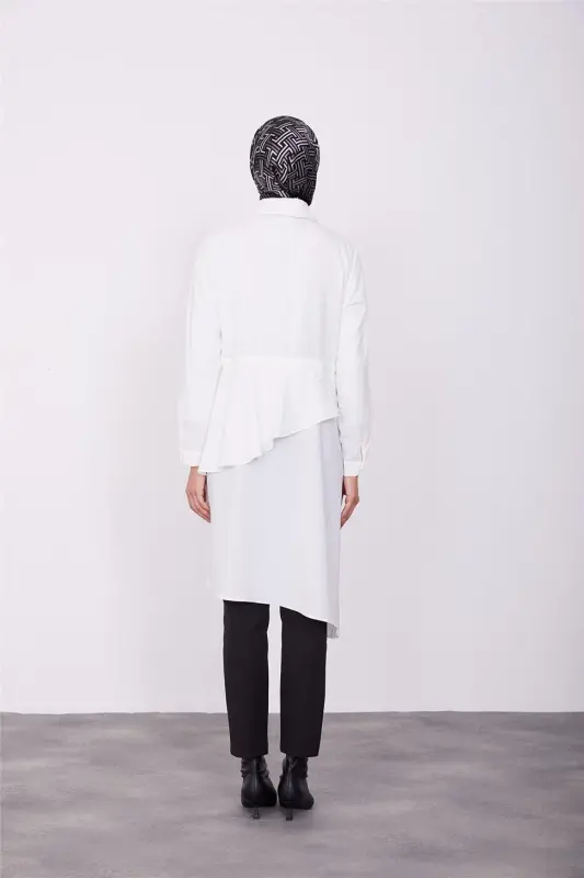Armine Beli Tünelli Asimetrik Tunik 23K4707 Ekru - 4