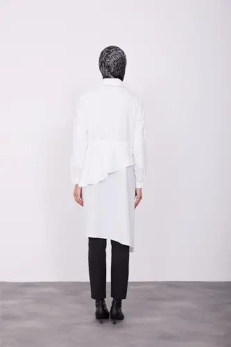 Armine Beli Tunnelli Asimmetrik Tunik 23K4707 Ekru - 4