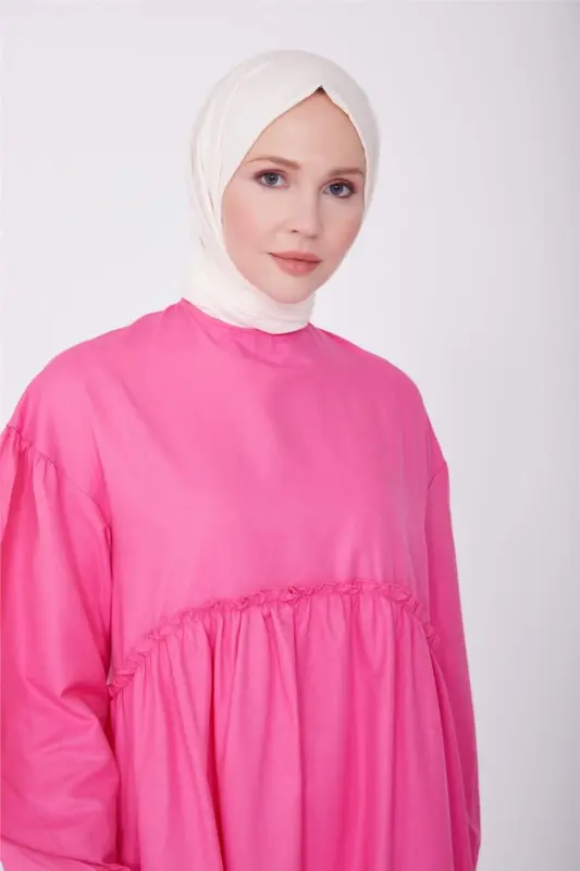 Armine Beli Va Quli Frfırlı Paxta Libosi 23Y9651 Shakar Pushti - 3