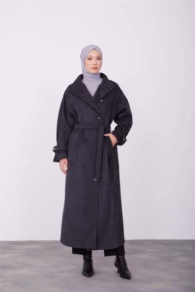 Armine Belted Coat with Puff Sleeves 23K8600 Anthracite - 6