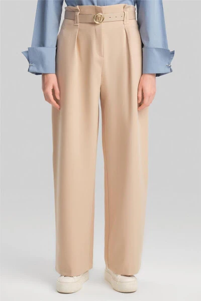 Armine Belted Palazzo Pants ORT2519 Beige - ARMINE (1)