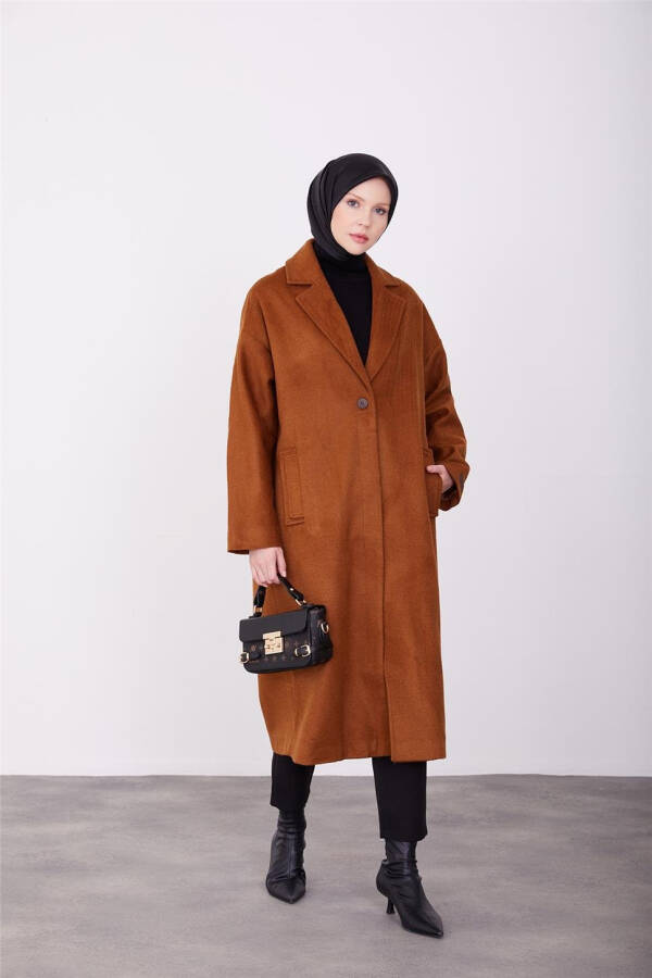 Armine Bitta Tugmali Palto 23K7202 Tabak - 2