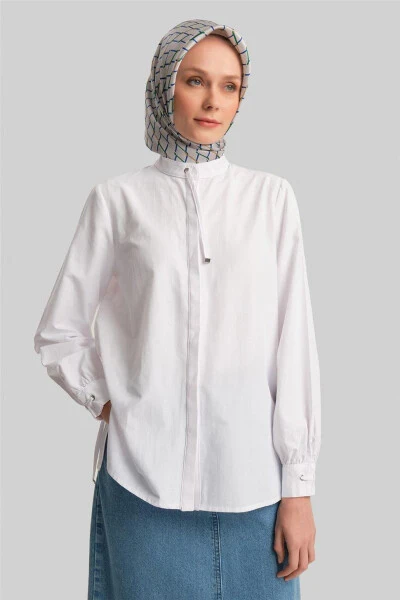 Armine Biye Detaylı Gömlek 24Y3532 Beyaz - 3