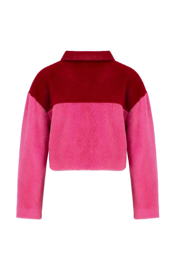 Armine Blok Renkli Peluş Ceket 24K5600 Kırmızı - 14