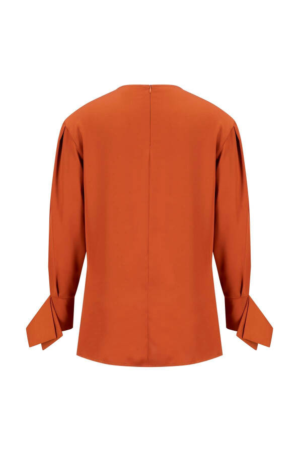 Armine Blouse with Cuffs and Belt 24K3612 Terracotta - 12