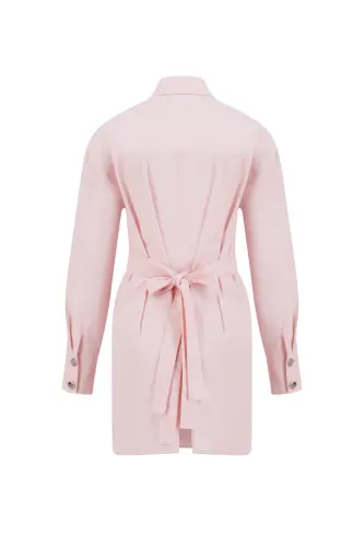 Armine bow-detailed, natural fabric tunic. Code: 24K4300, Color: Pink - 7