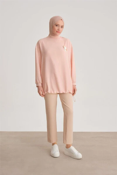 Armine Broşli Bluz Ort3100 Somon - 9