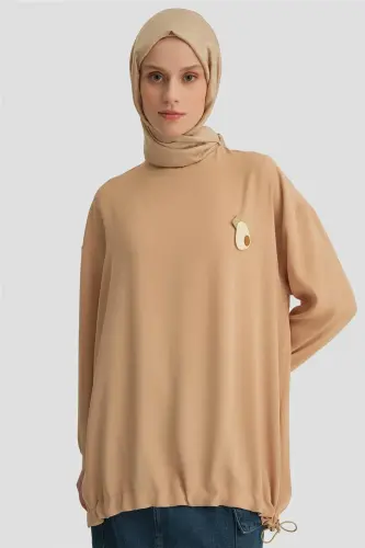 Armine Broşlu Bluz Ort3100 Bisküvi - Armine (1)