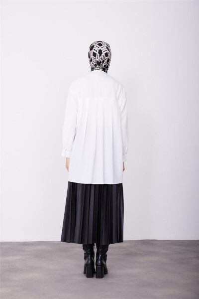 Armine Buttoned Shirt with Pockets and Pleated Back 23K3414 Ecru - 5