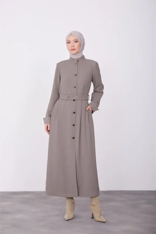 Armine Buttoned Shoulder Cape Coat 23K8516 Mink - 1