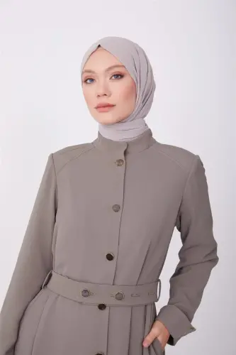 Armine Buttoned Shoulder Cape Coat 23K8516 Mink - 3