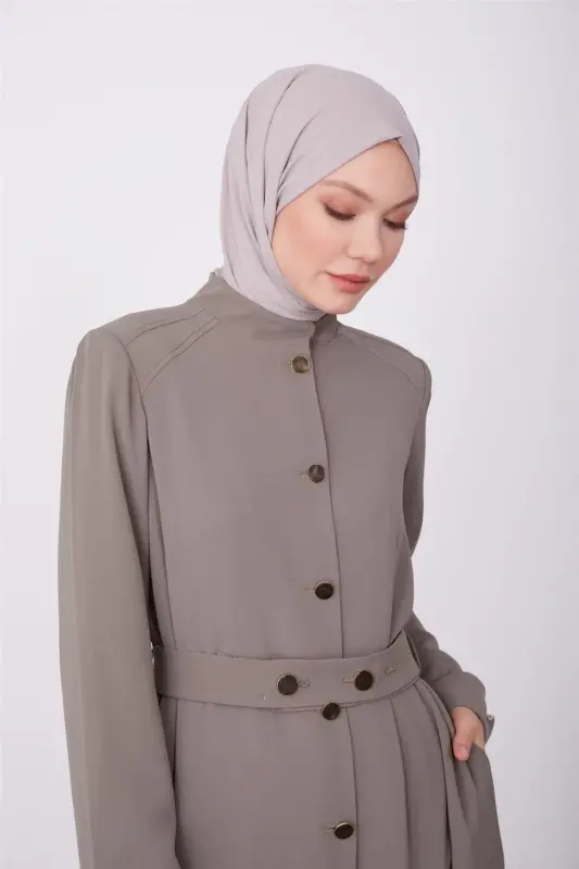 Armine Buttoned Shoulder Cape Coat 23K8516 Mink - 4