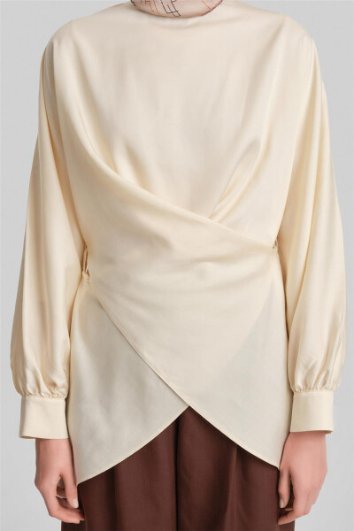 Armine Çapraz Bağlamalı Tencel Bluz 24Y3536 Aytaşı - 4