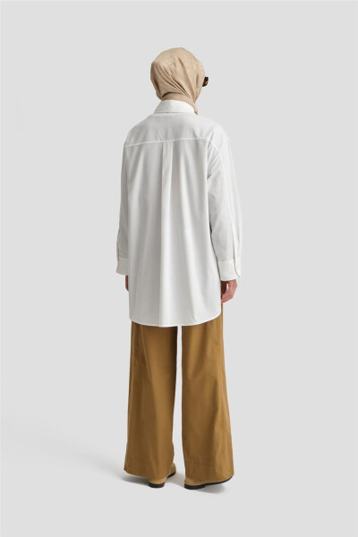 Armine Cepli Gabardin Gömlek Ceket 25K3603 Ekru - 12