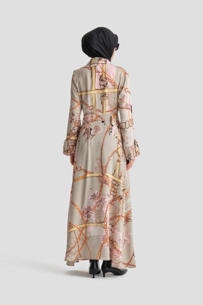 Armine Chain Pattern Dress, 24K9901 Hazelnut - 12