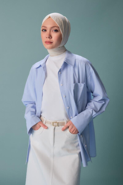 Armine Chiziqli Ko'ylak ORT3440 Movi - ARMINE (1)