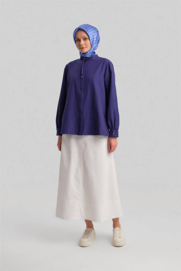 Armine chiziqli tafsilotli ko'ylak 24Y3532 Lilac - 2