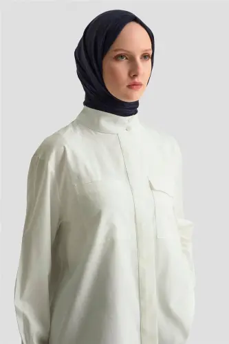 Armine Çizgili Garnili Pamuk Gömlek 24Y3524 Beyaz - 3