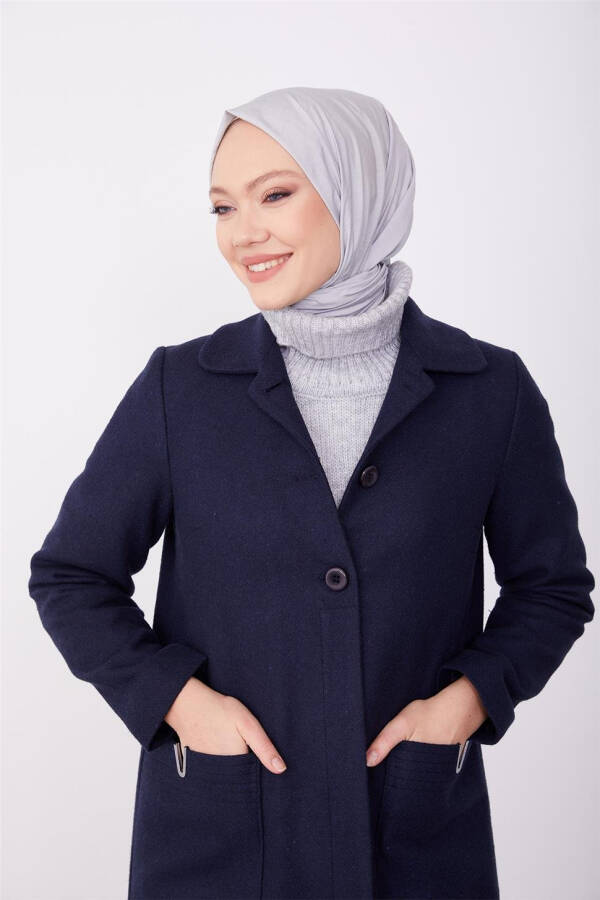 Armine coat with pocket accessories and pleats, 23K8607, navy. - 8