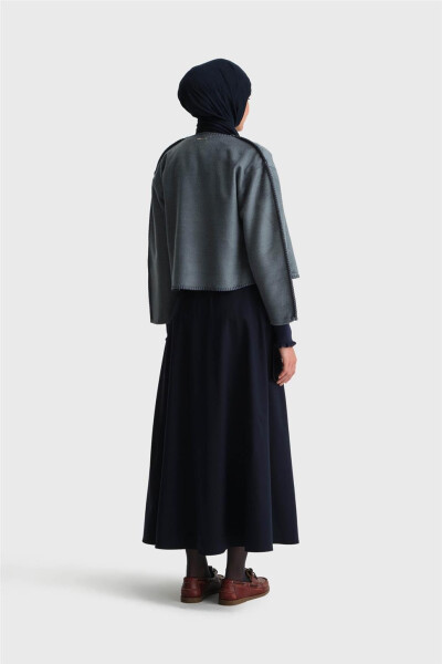 Armine Çoban Dikişli Hırka 25K5715 Sisli Mavi - 6